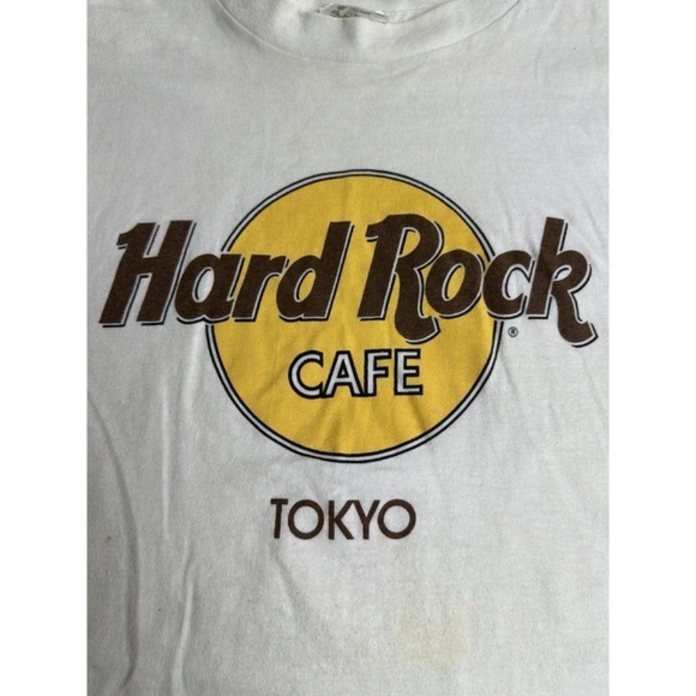 Vintage 80s Hard Rock Cafe TOKYO Thin‎ White T Shirt Adult Size Medium M 90s KC